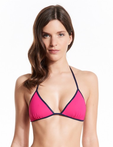 Bikini reversible Fuxia & Pink - top With Navy Lurex - Swimwear - Tooshie
