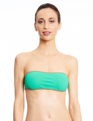 Missing Sand Photo Bikini bandeau Green / Sand - top - Swimwear - Tooshie