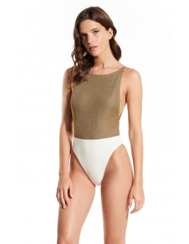 SWIMSUIT BODY KNIT GOLD LUREX - Swimwear - Tooshie